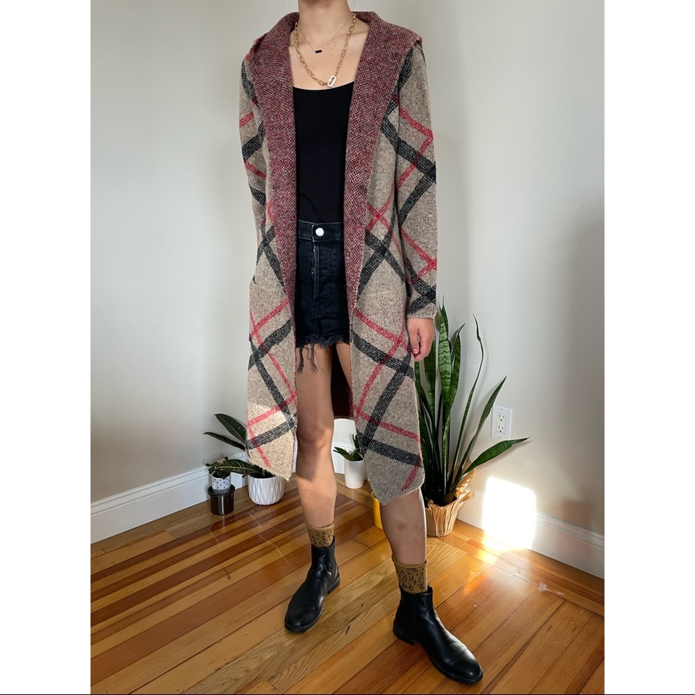 Joseph A Knit Cardigan in Plaid NWT